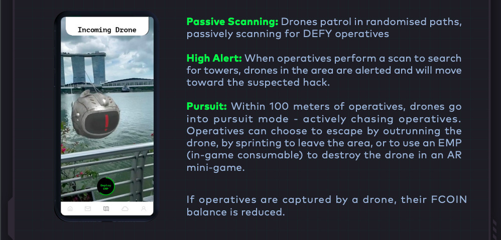 ハッキングの途中で巡回中のドローンに攻撃される:Passive Scanning, High Alert, Pursuit