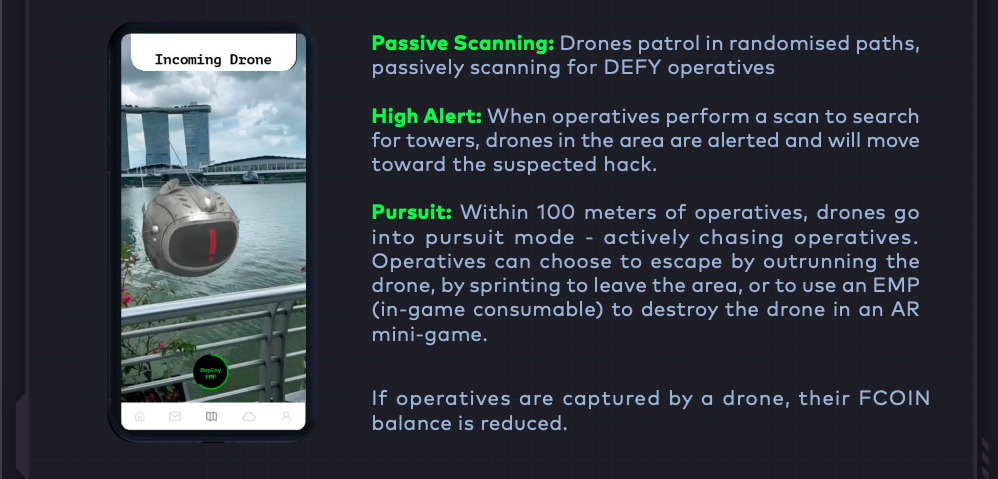 ハッキングの途中で巡回中のドローンに攻撃される：Passive Scanning, High Alert, Pursuit