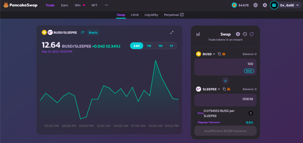 PancakeSwap(パンケーキスワップ)で、BUSD(バイナンスUSD)を$FITトークンに交換