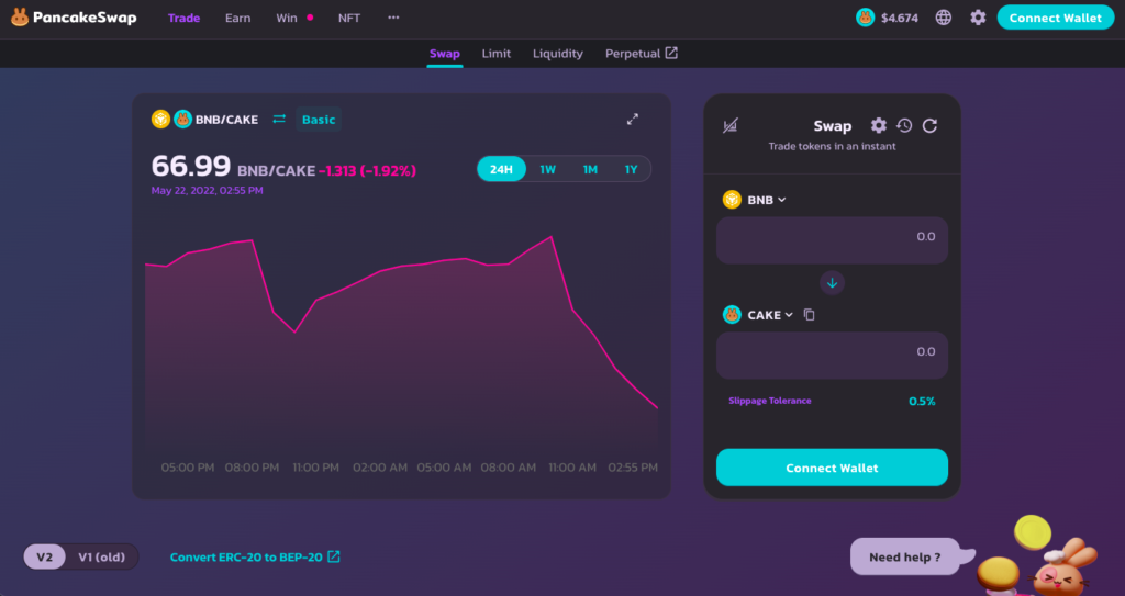 メタマスクをPancakeSwap(パンケーキスワップ)に接続する