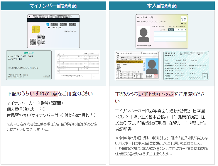 マイナンバーカードや本人確認書類を送信