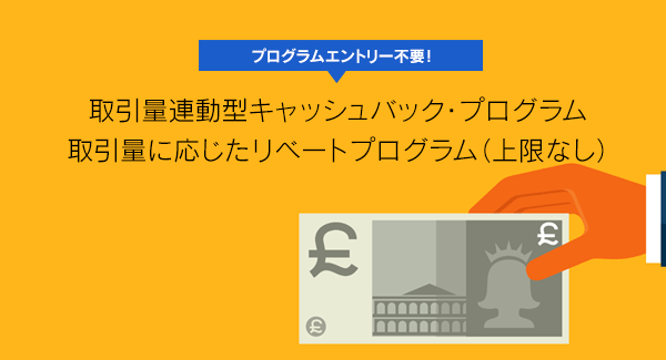 取引量に連動したキャッシュバックキャンペーン