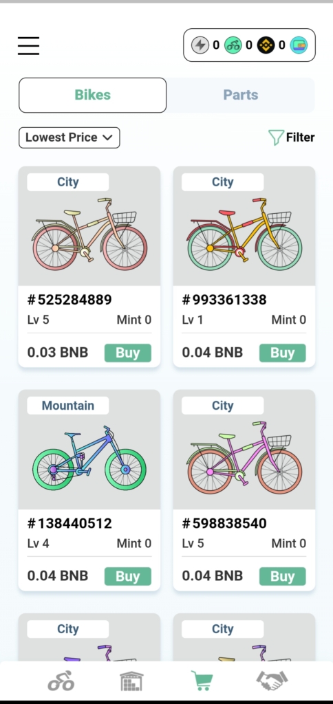 自転車NFTの価格