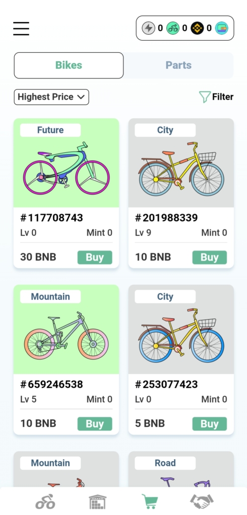 自転車NFTの価格