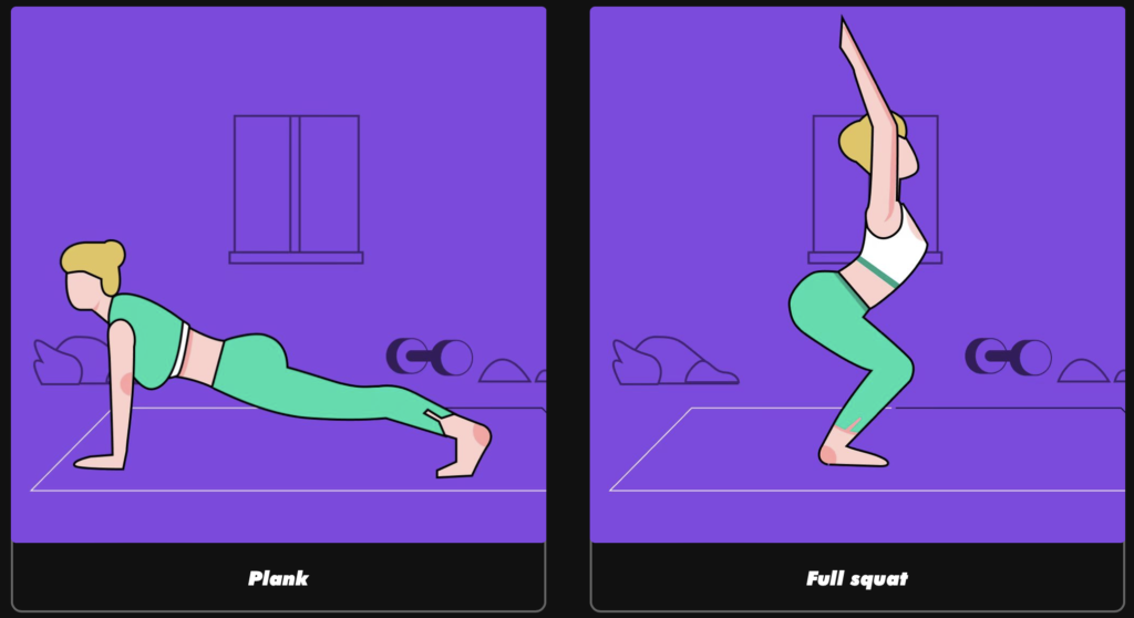 Plank, Full squat