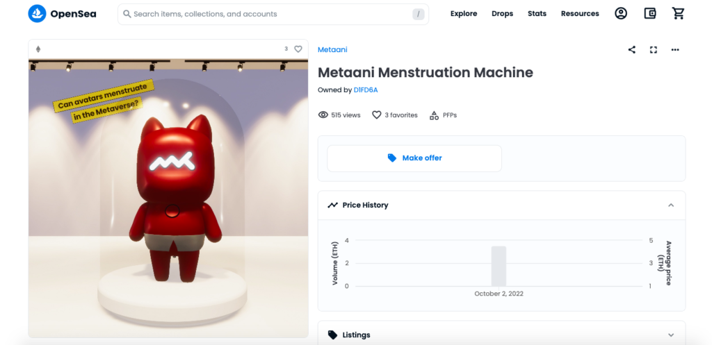 Metaani Menstruation Machine:3.5ETH