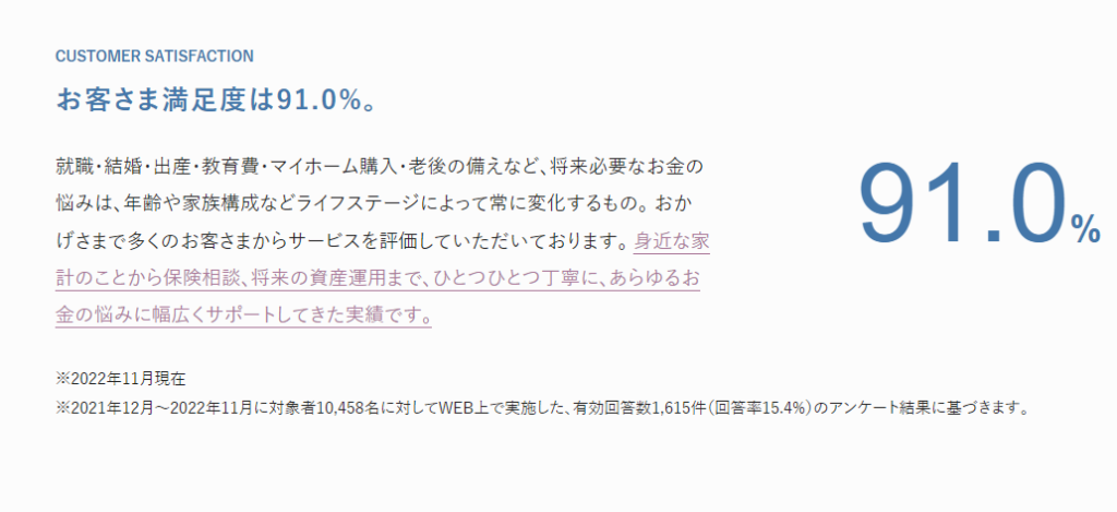 利用者の満足度が非常に高い